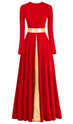 Z&X Women's Modern Worship Long Dresses Liturgical Metal Color Block Dance Robe
