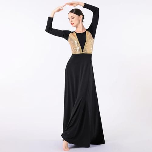 ODASDO Shimmering Praise Dance Dress for Women Liturgical Worship Gown