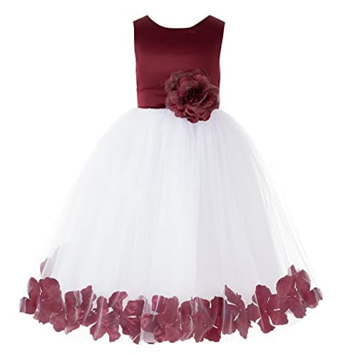 ekidsbridal White Floral Rose Petals Flower Girl Dress