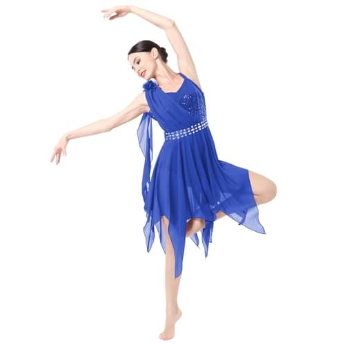 ODASDO Women's Modern Lyrical Dance Costumes - Sequin Chiffon Handkerchief Dress