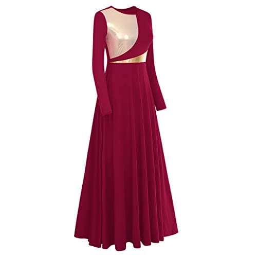 IDOPIP Women's Metallic Color Block Liturgical Dance Dress