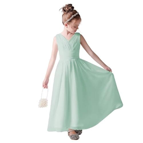 Little Girls Formal Party Dress - Long Chiffon Flower Girl Wedding Bridesmaid Dress