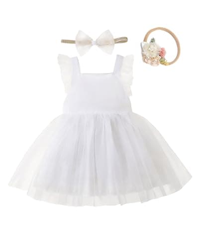 Renotemy Backless Bowknot Flower Dress for Toddler Girls Summer Party