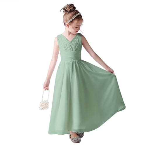 Little Girls Formal Party Dress - Long Chiffon Flower Girl Wedding Bridesmaid Dress