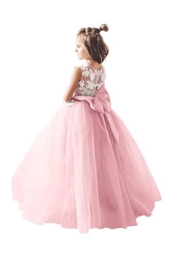 Inpown Lace Applique Tulle Flower Girl Wedding Dress
