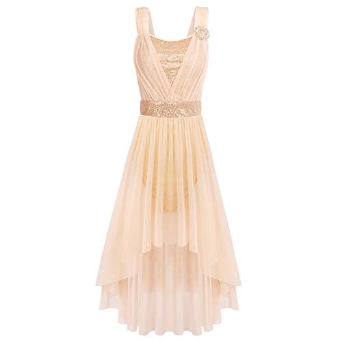 Women's Lyrical Dance Costume with Sequins and High Low Skirt