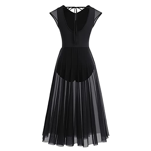 ODASDO Women's Modern Contemporary Dance Costumed Maxi Split Mesh Dress