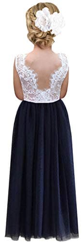 2Bunnies Girl's Rose Lace Back A-Line Tutu Party Dress