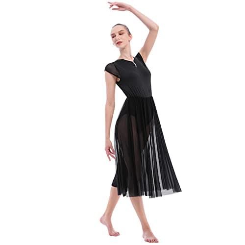 ODASDO Women's Modern Contemporary Dance Costumed Maxi Split Mesh Dress