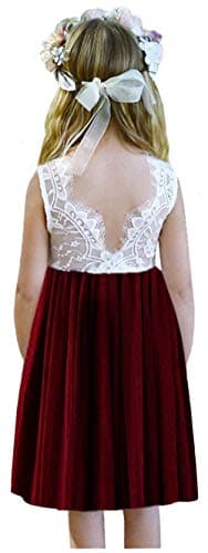2Bunnies Girl's Rose Lace Back A-Line Tutu Party Dress