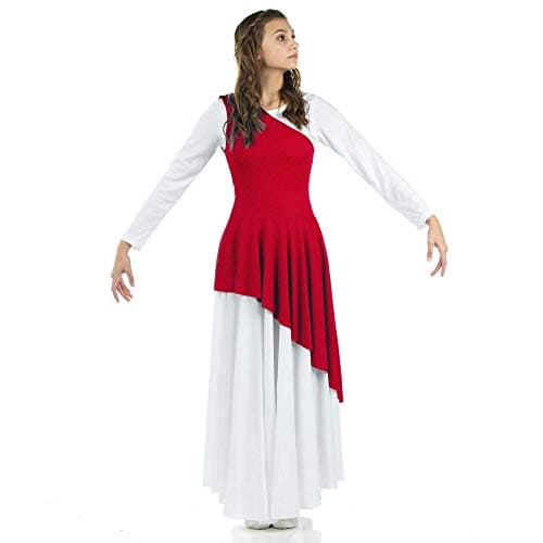 Danzcue Asymmetrical Praise Dance Tunic in White