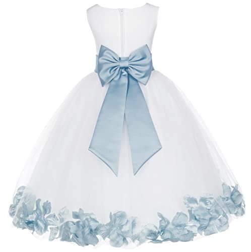 Ekid's Bridal Ivory Tulle Floral Petals Toddler Girl Dress 302T