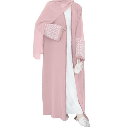 Odizli Women's Ramadan Abaya Embroidered Open Front Cardigan