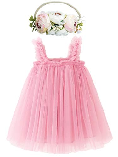Rainbow Tutu Dress with Flower Headband for Toddlers