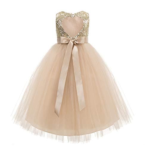 ekidsbridal Heart Cutout Sequin Flower Girl Dress