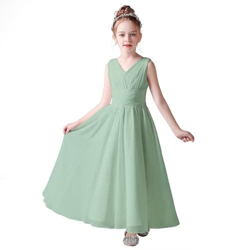 Little Girls Formal Party Dress - Long Chiffon Flower Girl Wedding Bridesmaid Dress