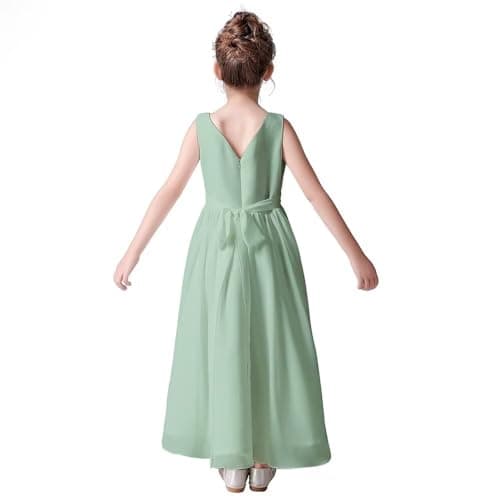 Little Girls Formal Party Dress - Long Chiffon Flower Girl Wedding Bridesmaid Dress