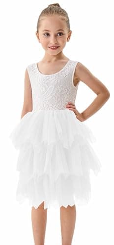2Bunnies Girl Peony Lace Back Tiered Tutu Party Dress