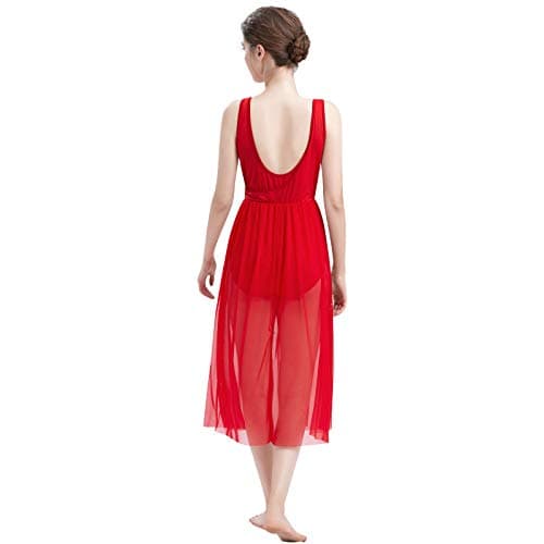 Women's Contemporary Lyrical Dance Costumes - Sleeveless Cut-Out Mesh Tulle Maxi Dress (XS-XL)