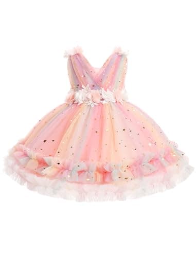 OBEEII Baby Girls Flower Tulle Tutu Dress for Formal Events