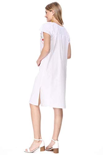 Unik Women's Embroidered Mexican Bohemian Long Casual Dress