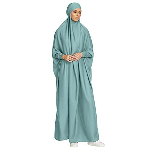 Simple Muslim Women's Maxi Dress with Hijab