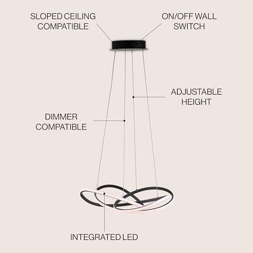 Jonathan Y JYL7219A Alexia 25" Black Dimmable Contemporary Pendant LED Dining Room Kitchen
