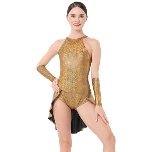 ODASDO Women's Circus Costume Metallic Jumpsuit Dress