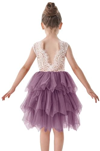 2Bunnies Girl Peony Lace Back Tiered Tutu Party Dress