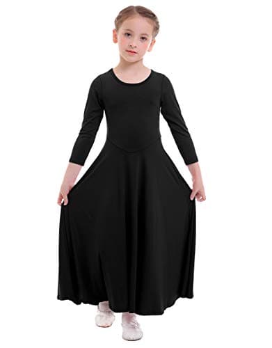 ZX Girls' Long Sleeve Praise Dance Dress Liturgical Worship Costume