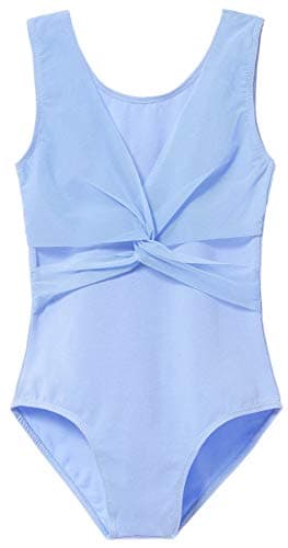 MdnMd Girls' Dance Leotard - Sleeveless Tank Mesh Cross Front
