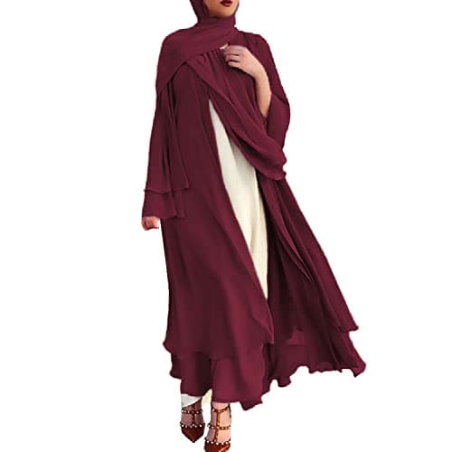 OBEEII Women Muslim Chiffon Maxi Dress