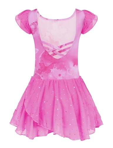 Girls Ballet Dance Dress with Ruffle Sleeves