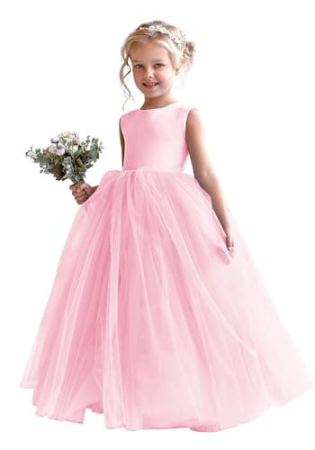 MCieloLuna Flower Girl Satin Tulle Wedding & Communion Dresses
