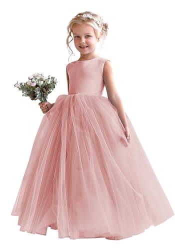 MCieloLuna Flower Girl Satin Tulle Wedding & Communion Dresses
