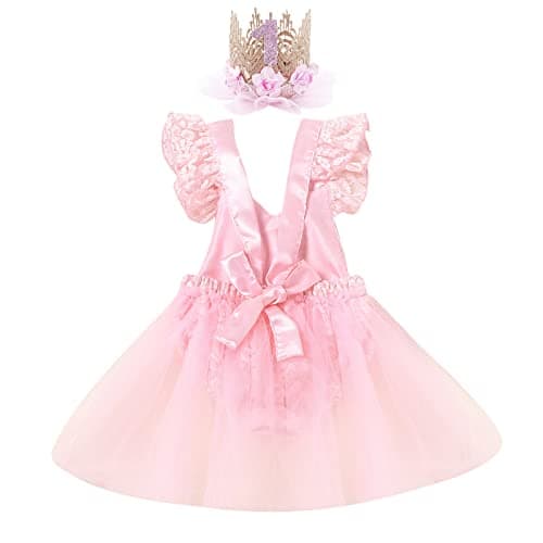 IMEKIS Baby Girl 1st Birthday Tutu Romper & Headband for Cake Smash