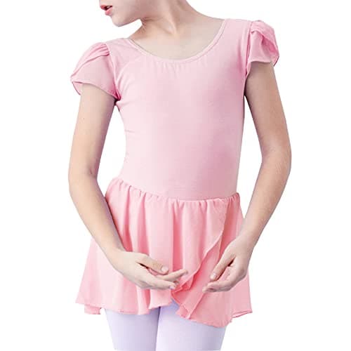 Zando Girls' Short Sleeve Gymnastics Leotards with Tulle Skirt