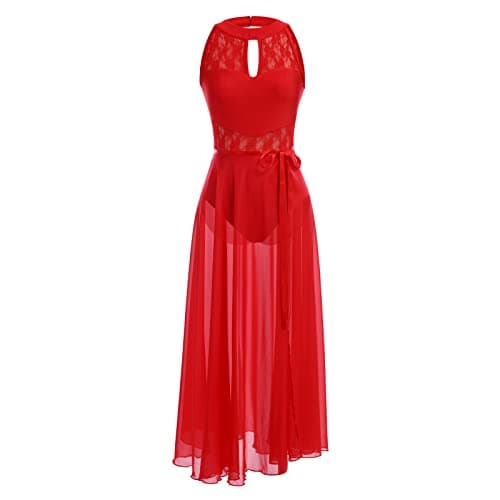 IBAKOM Women's Lyrical Dance Two Piece Sleeveless Leotard and Skirt