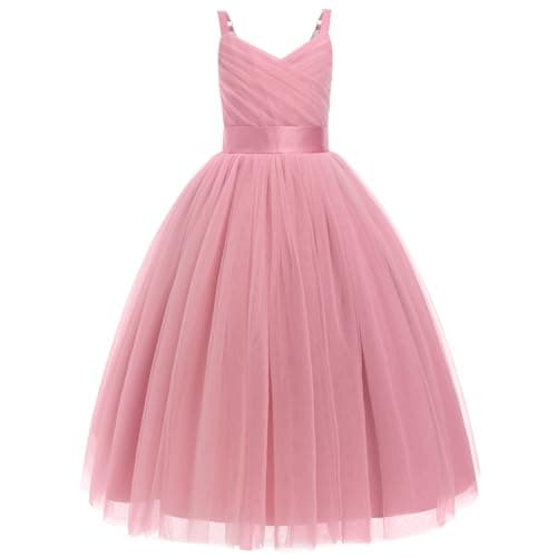Flower Girls Spaghetti Strap Tulle Maxi Dress