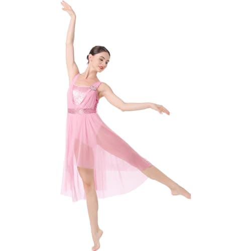 Women's Lyrical Dance Costume with Sequins and High Low Skirt