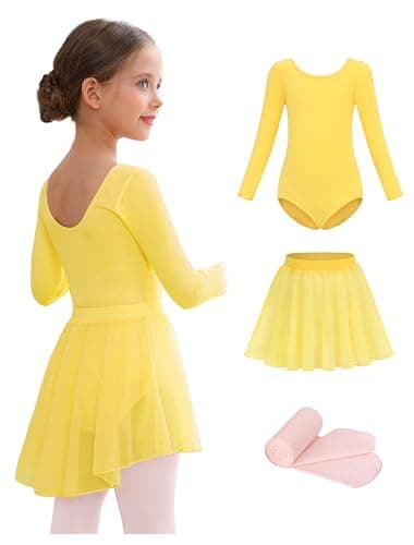 Mecceos Girls' Ballet Leotard Combo with Skirt & Tights