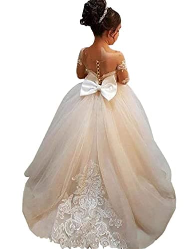 Lovely Lace Flower Girls Dresses for Kids' First Communion, Wedding, Pageant and Ball Gown