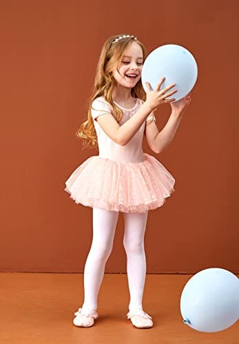MdnMd Fly Short Sleeve Lace Dance Tutu for Toddler Girls