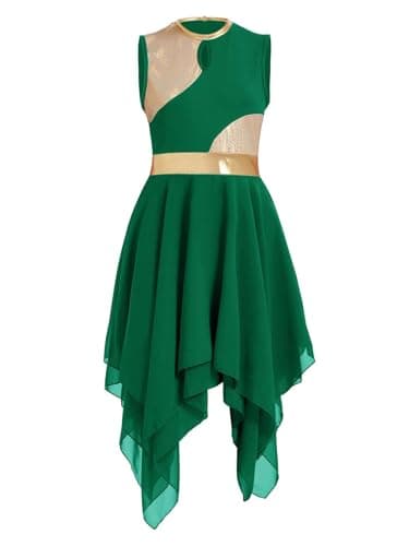 ZYACTU Women's V-Neck Sleeveless Praise Dance Liturgical Dress Lyrical Worship Costumes