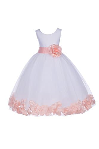 ekidsbridal White Floral Rose Petals Flower Girl Dress