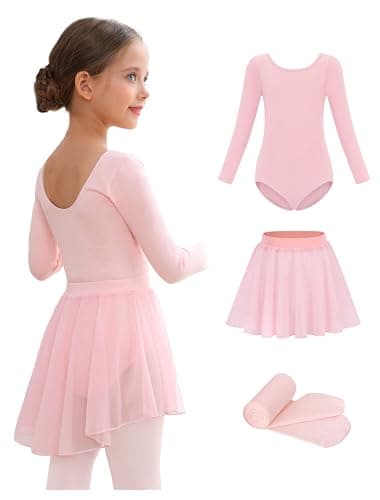 Mecceos Girls' Ballet Leotard Combo with Skirt & Tights