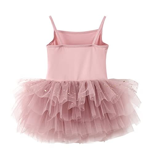 CARTEEL Toddler Girls Ballet Dress with Shiny Tulle Cuffs