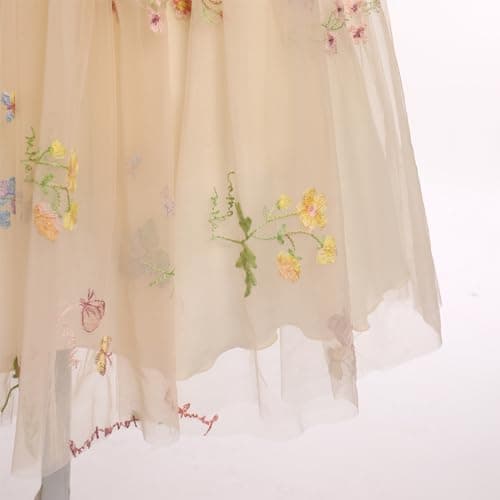 ODOLDI Baby Flower Girl Sleeveless Spaghetti Straps Floral Embroidered Toddler Party Dress