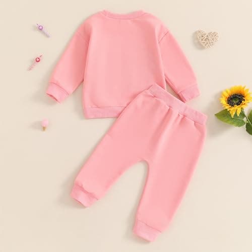 SAYOO Baby Birthday Girl Sweatshirt & Pants Embroidery Print Fall Outfit