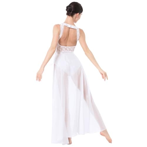 IBAKOM Women's Lyrical Dance Two Piece Sleeveless Leotard and Skirt